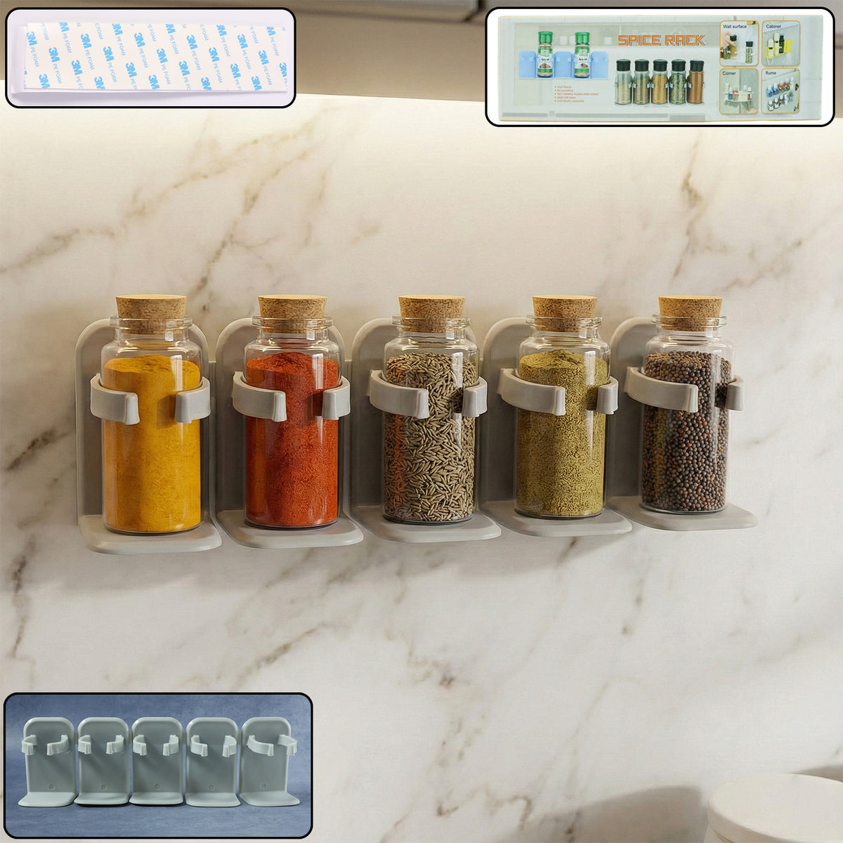 Wall-mounted Adjustable Spice Rack Organizer (1 Pc)