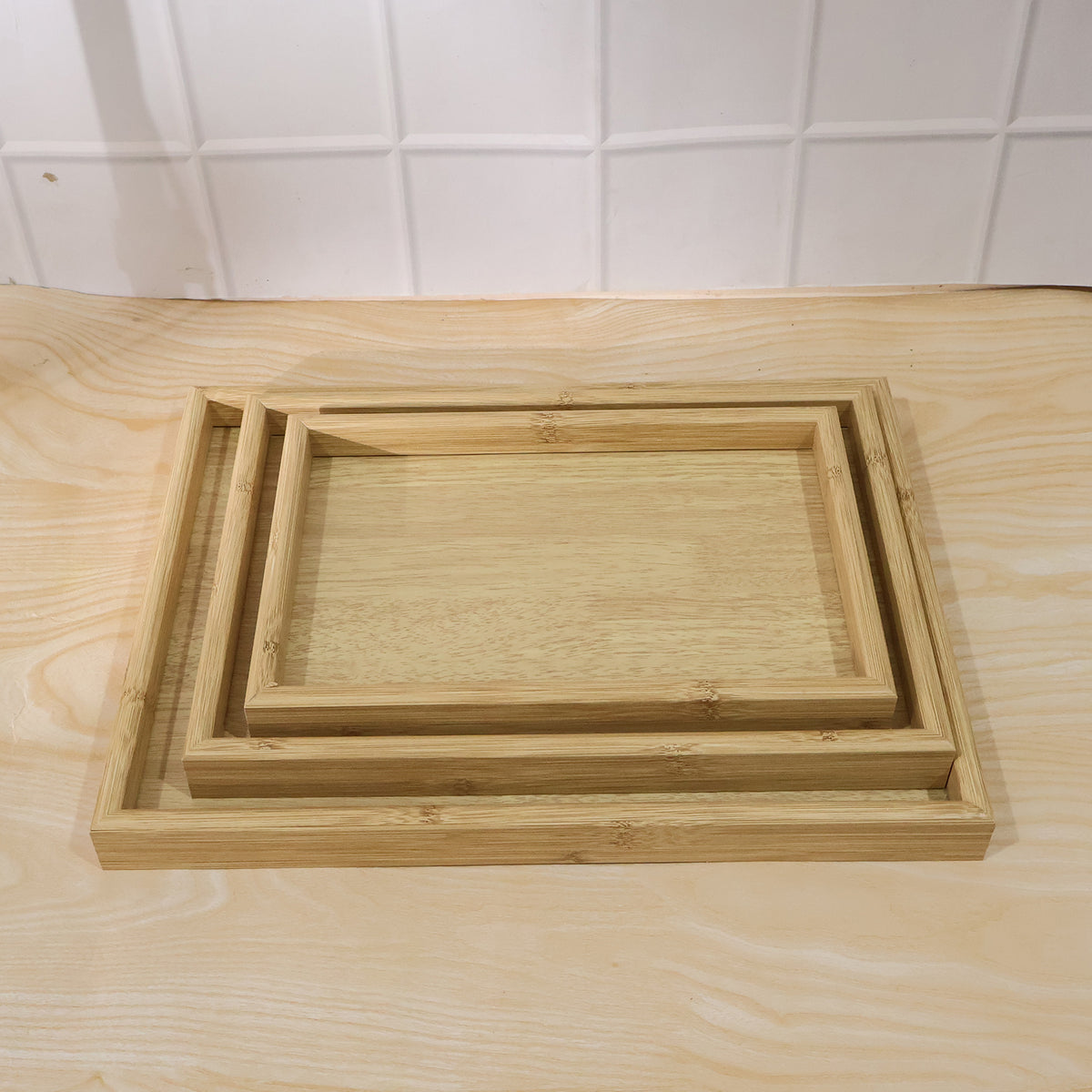 Wooden Finish Multipurpose Serving Tray Set (3 Pc)