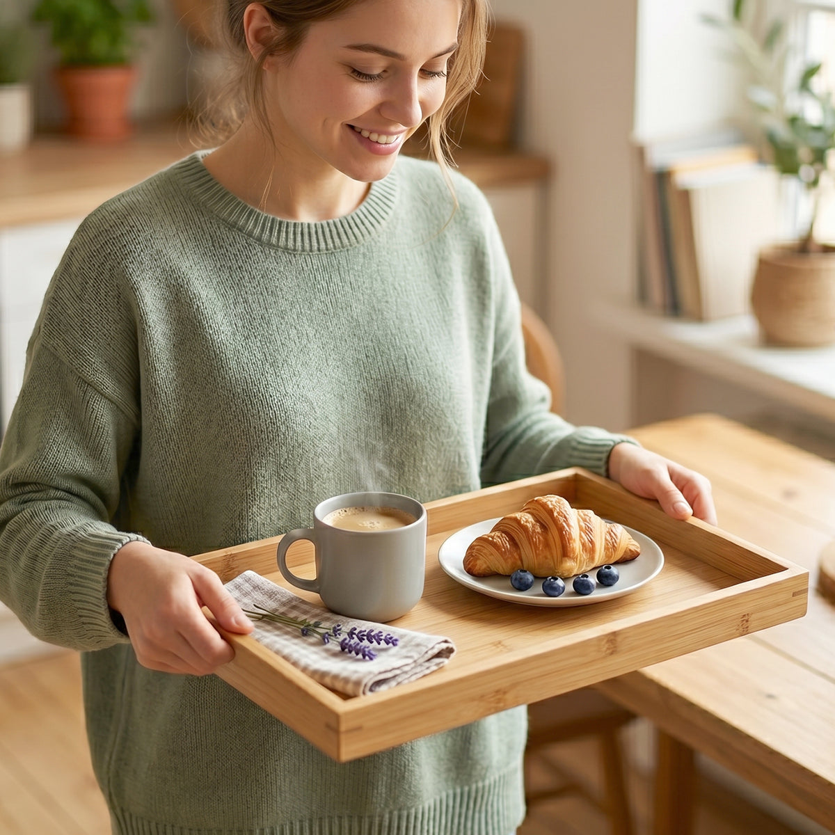 Wooden Finish Multipurpose Serving Tray Set (3 Pc)